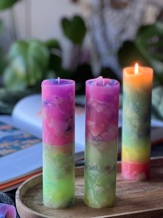 Vela de pilar largo, velas perfumadas de colores brillantes, regalo de velas,  decoración colorida, vela decorativa, velas artísticas. -  México