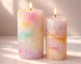 Handmade Sculptural Pastel Candle – Slow Burning, Modern Decor