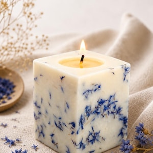 Candela di cera di soia vegana fatta a mano / Petali di fiori secchi, profumo personalizzato immagine 2
