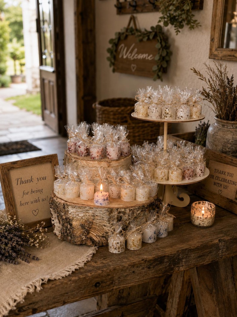 Mini botanische Gastgeschenkkerze | Handgefertigte Hochzeit Gastgeschenke Bild 8