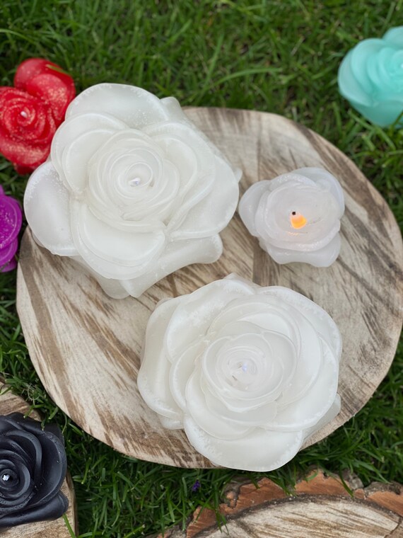 White Rose Candle Flower Candle Gift Wedding Flavours Etsy