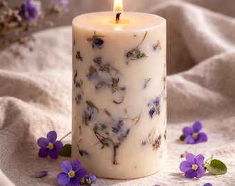 Sweet Violet Flower Soy Wax Candle | Handmade Eco Friendly Home Decor