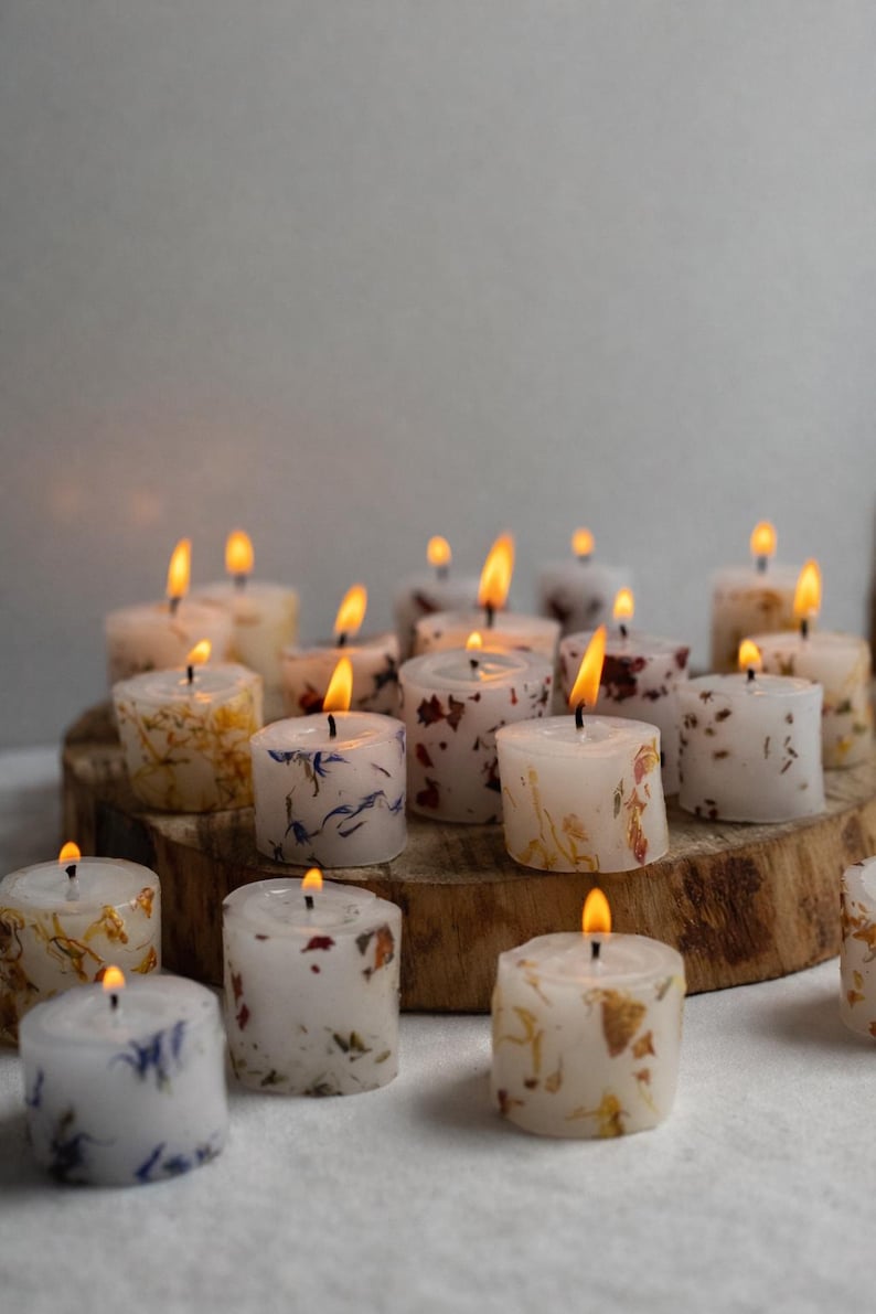 Mini botanische Gastgeschenkkerze | Handgefertigte Hochzeit Gastgeschenke Bild 1