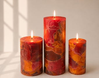 Handmade Pillar Candle | Autumn Decor, Long Burning