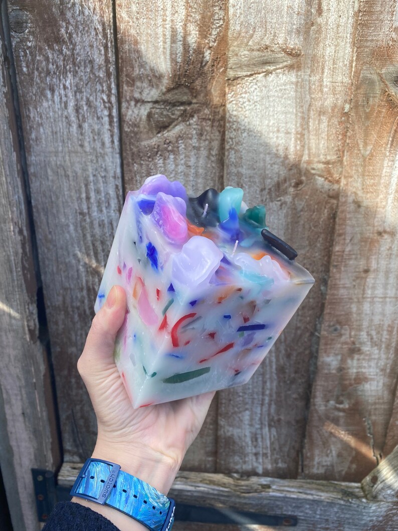 Large Square Candle Scented Opium Colourful Cube Candle Etsy