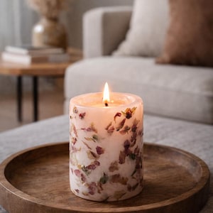 Kundenspezifische Blumenblatt-Kerze, duftende botanische Kerze, Housewarminggeschenk