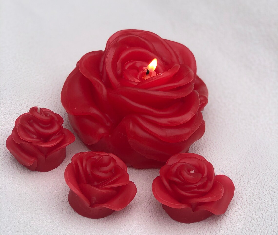 Set di 4 candele a forma di rosa candele profumate candele Etsy