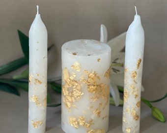 Gold Unity Candle set for Wedding, Wedding Candle Gold, Gold Centrepiece Civil Ceremony, Gold Decorative Candles.