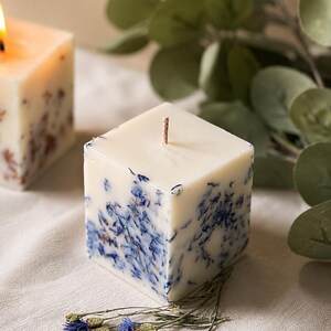 Candela di cera di soia vegana fatta a mano / Petali di fiori secchi, profumo personalizzato immagine 10