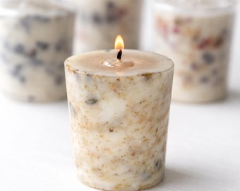 Floral Soy Votive Candle: Real Flower Petals, Scented