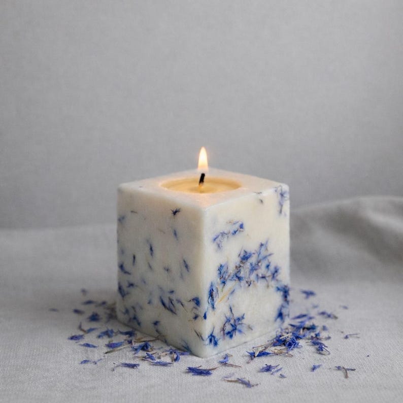 Candela di cera di soia vegana fatta a mano / Petali di fiori secchi, profumo personalizzato immagine 6
