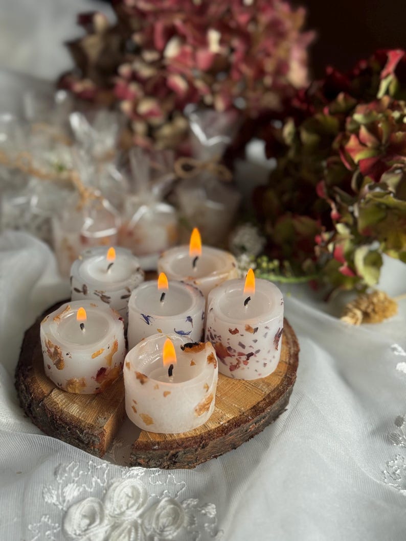 Mini botanische Gastgeschenkkerze | Handgefertigte Hochzeit Gastgeschenke Bild 7