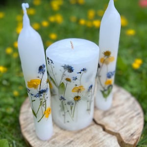 Unity Candles, Wildflower Set Candles, Wedding Ceremony Candles, Meadow Candles, Botanical Candles, Pressed Flowers, Altar Candles. image 3