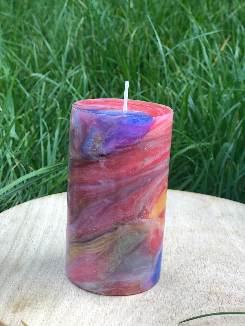 Swirl Colourful Pillar CandleMarble Pillar Candle. Etsy
