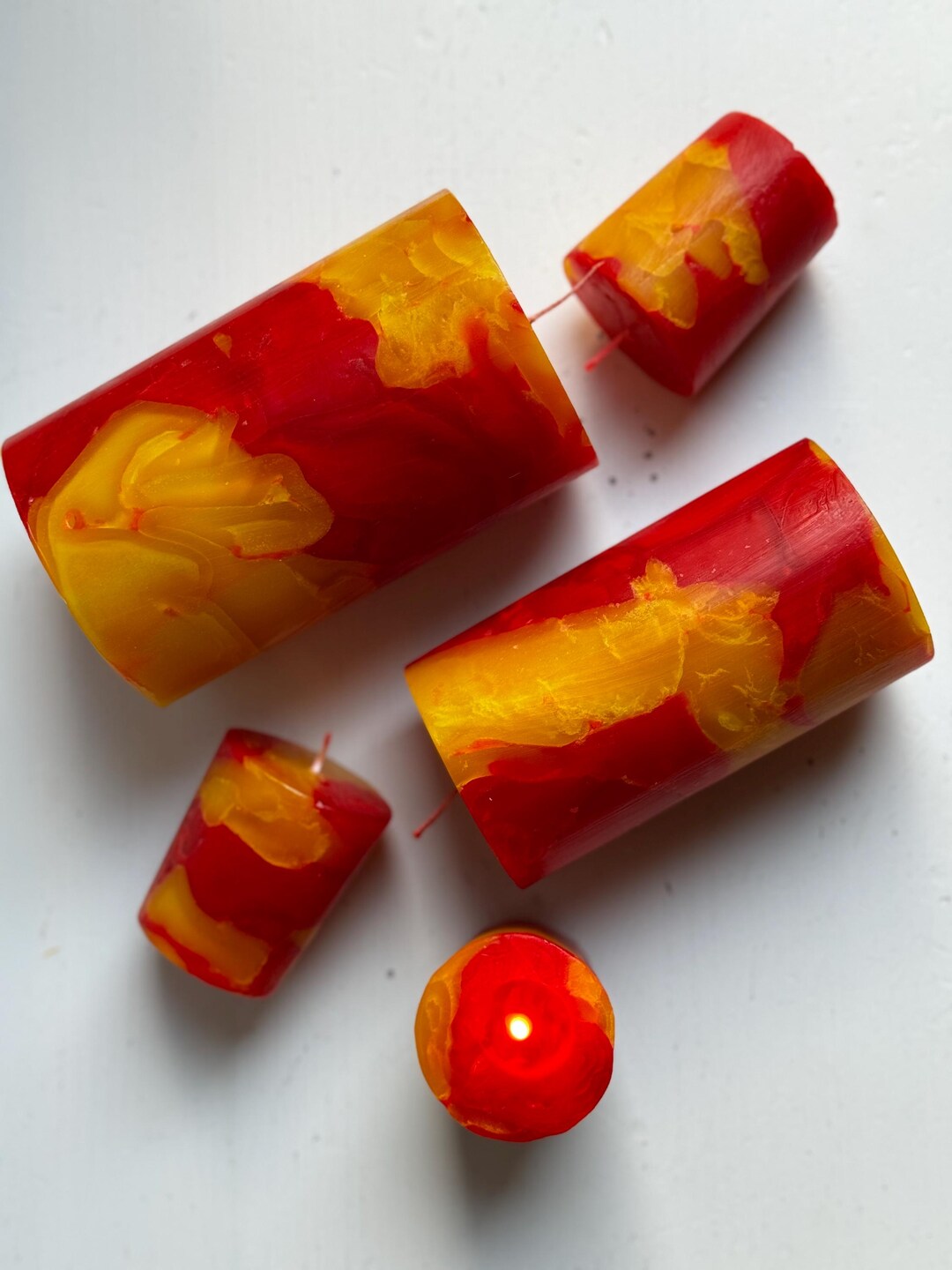 Red, Yellow Candle, Fiery Candle, Long Burning Candle, Housewarming ...