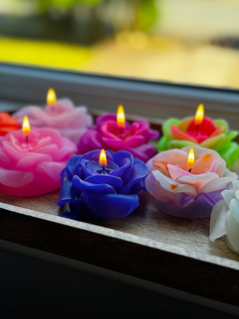 Blumenkerze, Rosenförmige Kerze, Party Dekorative Kerze, Geschenk für neues Zuhause, Geburtstagsgeschenk für sie, Danke, Geschenk, Indigo Kerze, dunkelblau. Bild 3