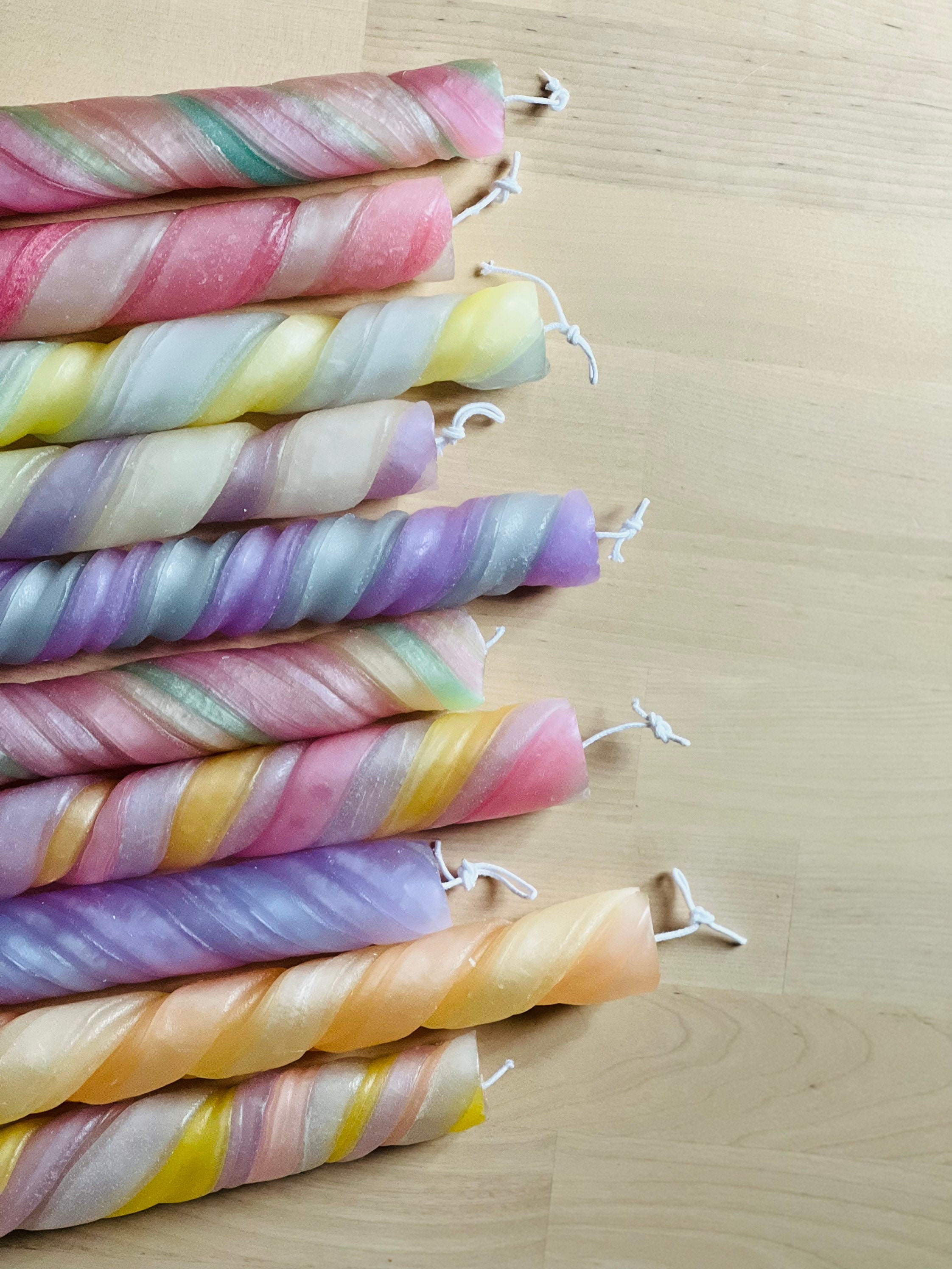 Candy Swirl Pastel Taper Candles Twisted Taper Candles Etsy UK