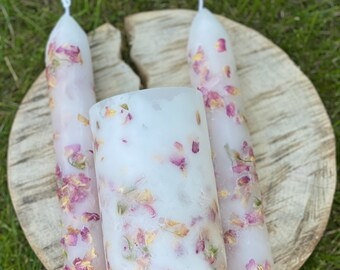 The Floral Dream Collection Candles, Unity Set Candles, Botanical Wedding Candles,  Centrepiece Civil Ceremony, Flower Petals Candles, Decor