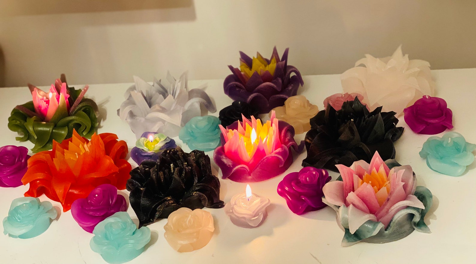 Orange Flower Shaped CandleFloral Design Carved Etsy