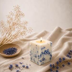 Candela di cera di soia vegana fatta a mano / Petali di fiori secchi, profumo personalizzato immagine 9