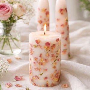 Blumenkerzen-Set: Handgefertigtes Hochzeits-Mittelstück