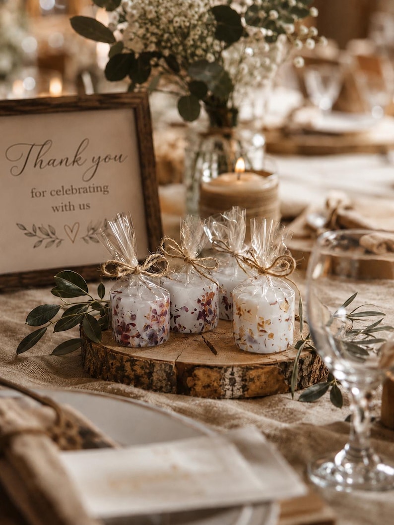 Mini botanische Gastgeschenkkerze | Handgefertigte Hochzeit Gastgeschenke Bild 17