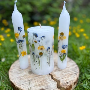 Unity Candles, Wildflower Set Candles, Wedding Ceremony Candles, Meadow Candles, Botanical Candles, Pressed Flowers, Altar Candles. image 2