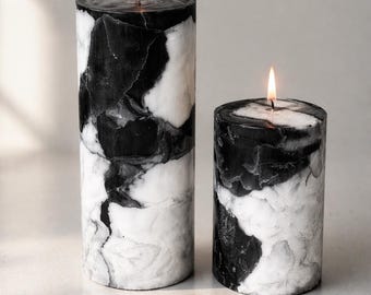 Vela Pilar Cinza Artesanal: Decoração de Céu de Aço de Longa Duração