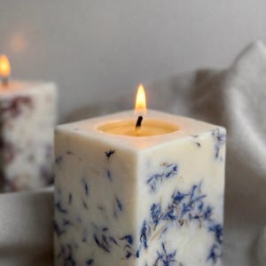 Candela di cera di soia vegana fatta a mano / Petali di fiori secchi, profumo personalizzato immagine 8