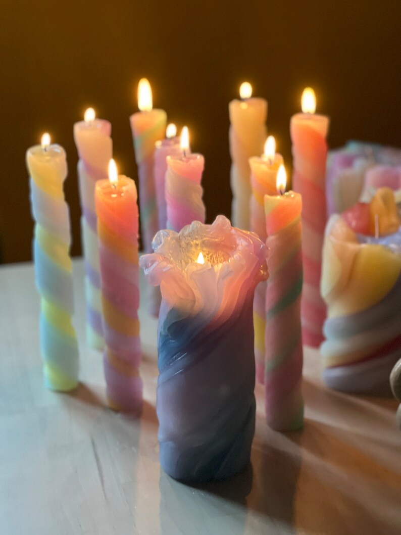 Candy Swirl Pastel Taper Candles Twisted Taper Candles Etsy UK