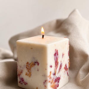 Candela di cera di soia vegana fatta a mano / Petali di fiori secchi, profumo personalizzato immagine 5
