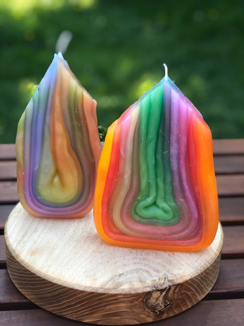 Handmade Abstract Candle Decorative Candle Rainbow Candle Etsy