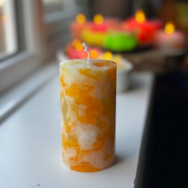 Pastel Pillar Candle, Housewarming Gift, Scented Candle, Long Lasting Candle, Birthday Gift, Scented Gift, Friend Gift, New Home Gift.