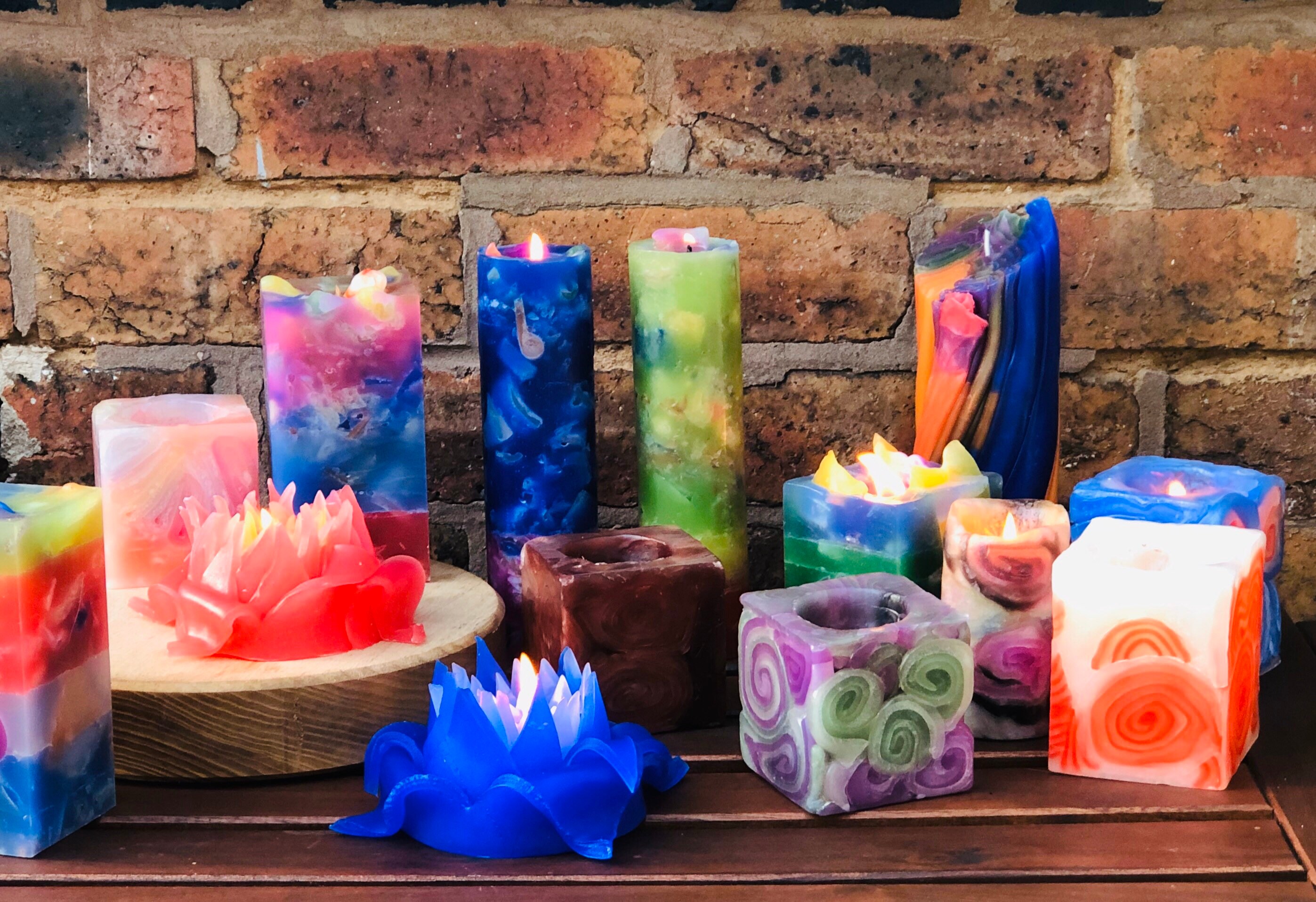 Swirl Colourful CandlesTwist CandlePatterned CandlesCube Etsy