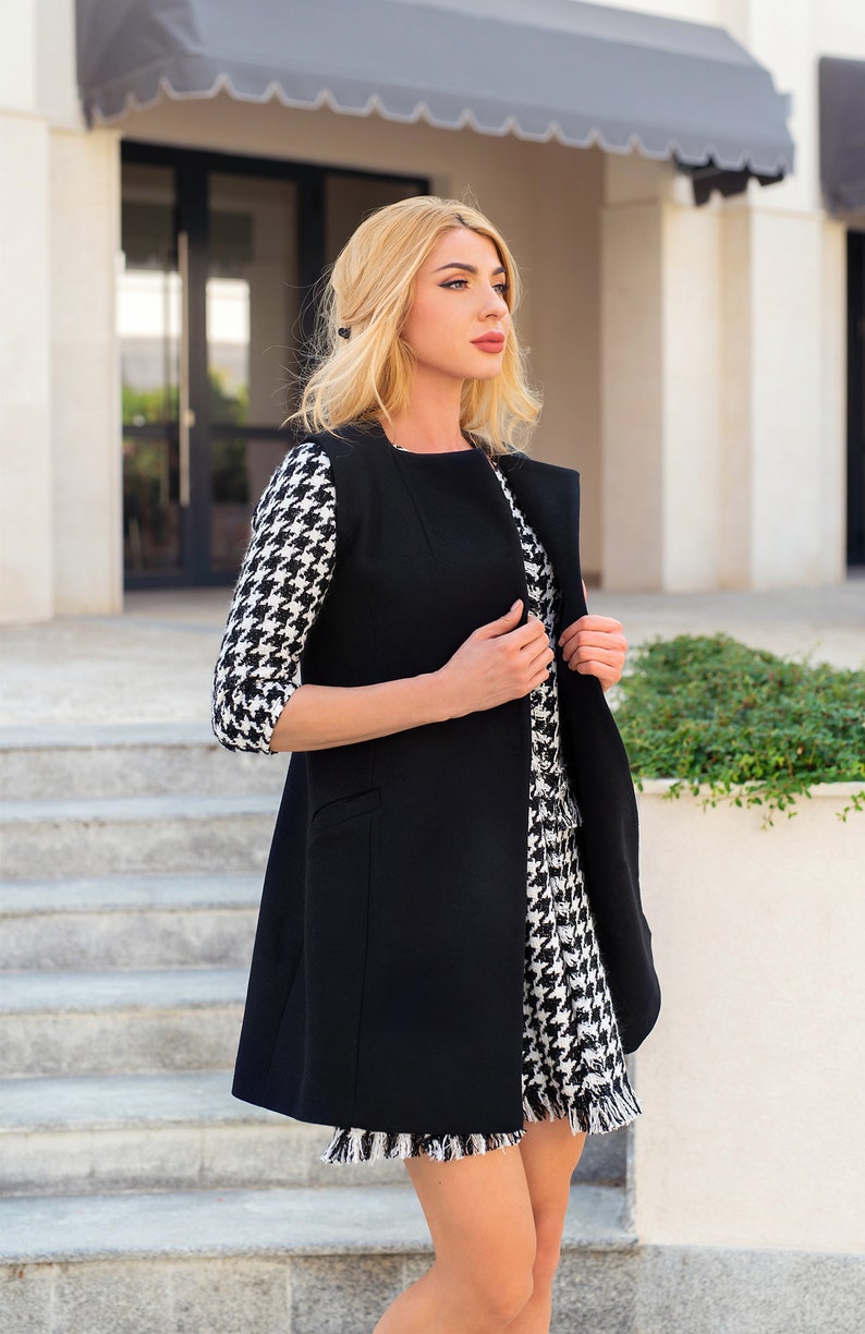 Long Winter Vest / Wool Vest / Women Winter Vest / Black Vest Etsy