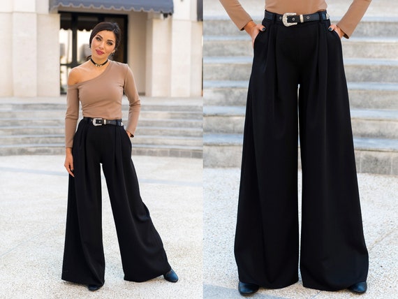 Pantalon large pour femme / Pantalon taille haute / Pantalon femme