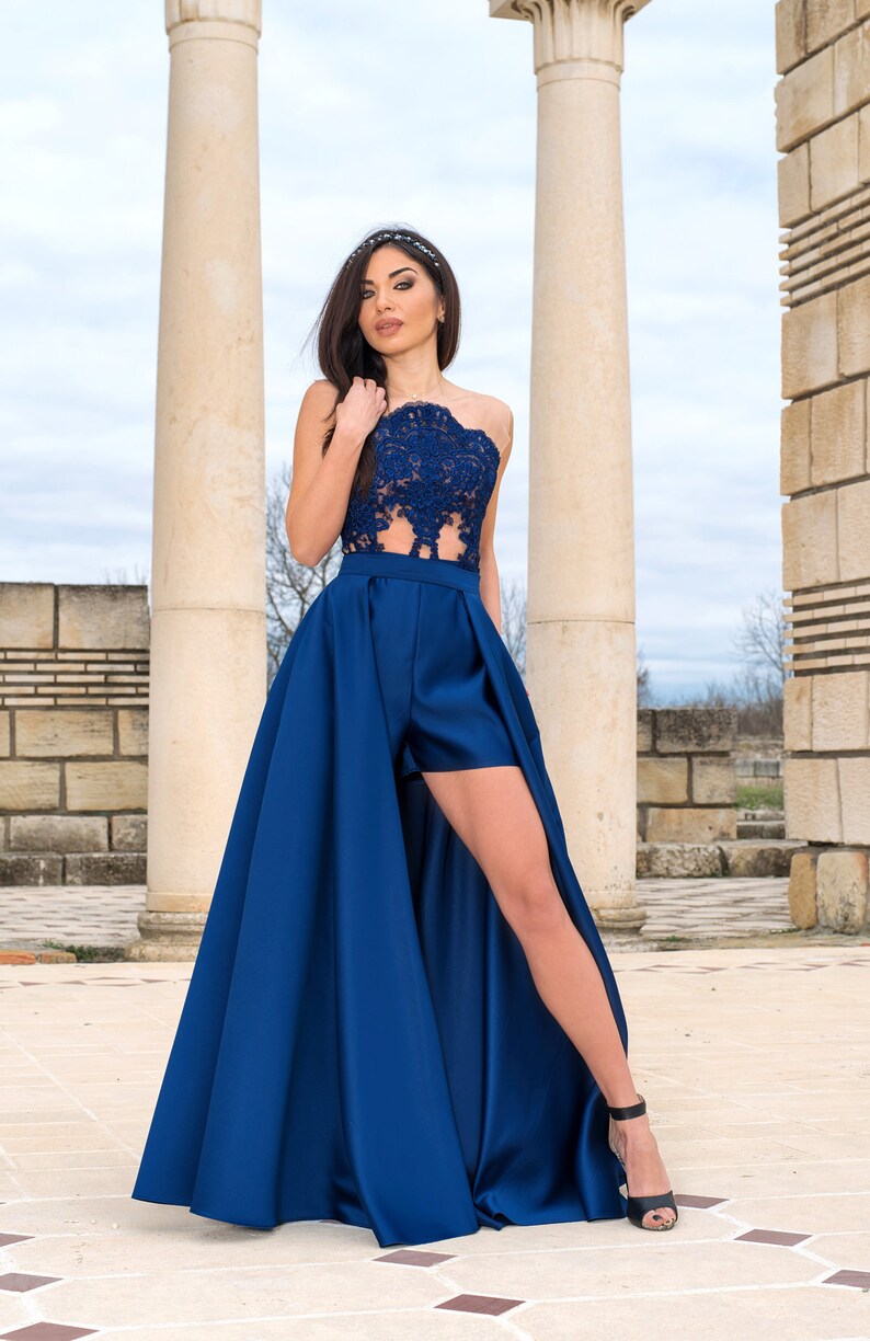 Prom Romper Avec train amovible / Satin and Lace Romper With Etsy