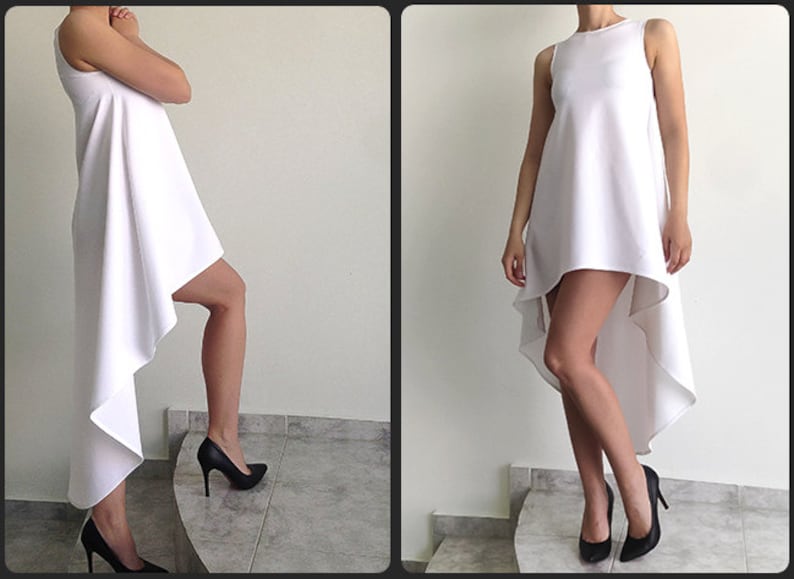 Asymmetric Dress / Women's Dresses / White Dress / Comfortable dress / Extravagant Dress/ Elegant Dress / Women Dress / Handmade Dress image 2