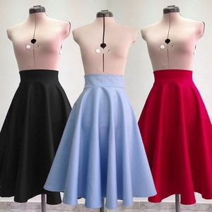 Vintage Style Skirt / High Waist Skirt / Midi Skirt / Women's Skirts / Circle Skirt / Flared Skirt / Handmade Skirt / Skirt For Women image 1