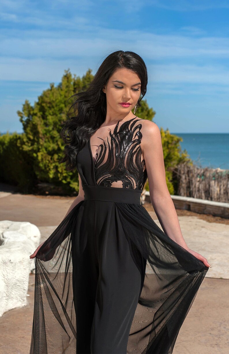black mesh jumpsuit