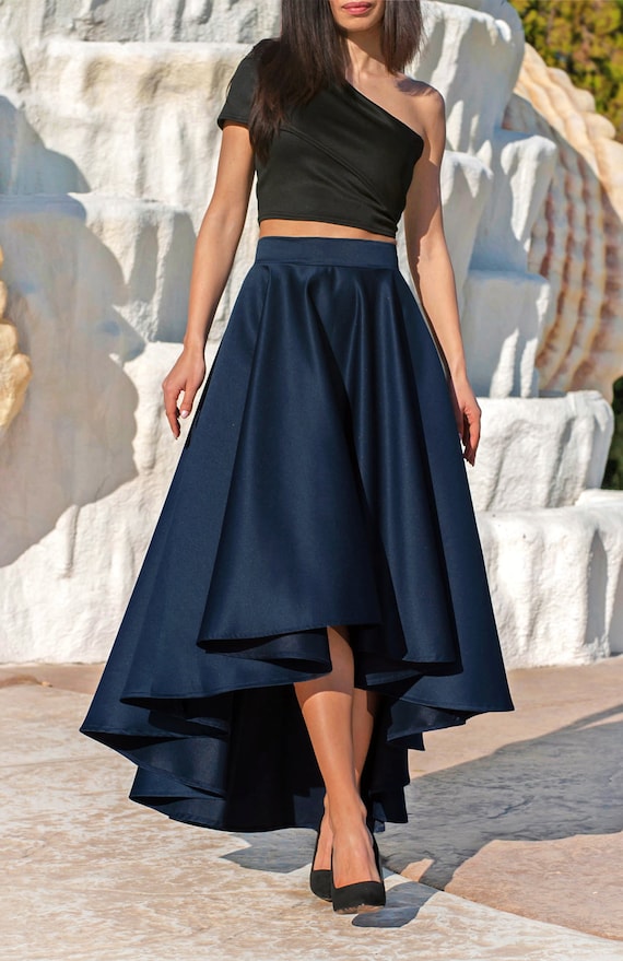 Satin high top low maxi skirt