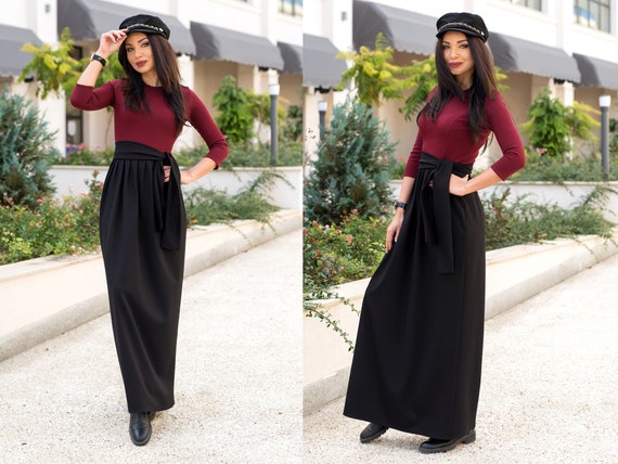 Maxi Winter Dress With Belt / Long 