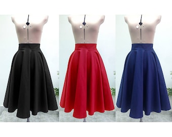 Midi Skirt / Womens Skirts  / Circle Skirt / High Waisted Skirt / Midi Skirt Women / Skirt / Vintage Style Skirt / Cotton Skirt