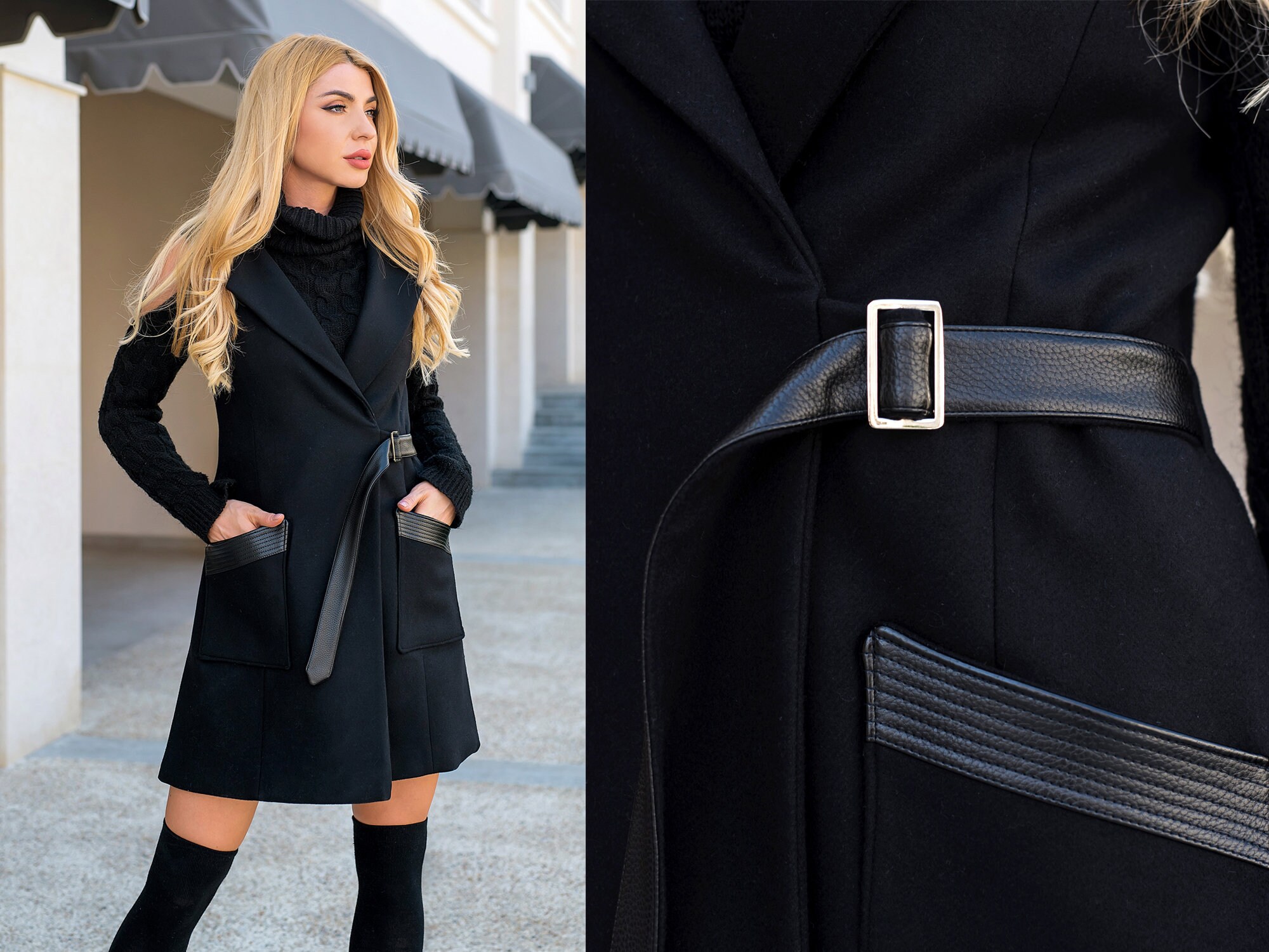black wool vest womens