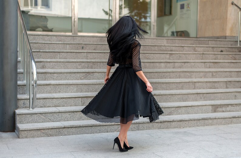 Midi Skirt and Top Set With Mesh/black Set for Women/mesh Etsy