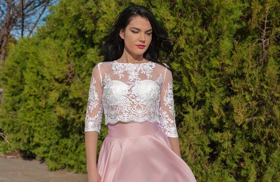 white elegant crop top