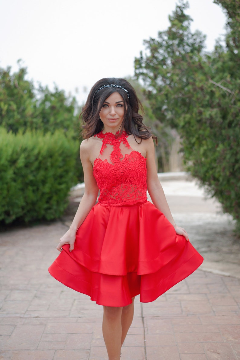 Red Lace Top / Lace Crop Top / Womens Top / Red Top / Elegant Etsy