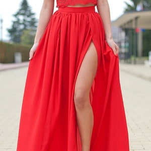 Chiffon Skirt / Double Slit Maxi Skirt / Sexy Maxi Skirt / Long Women's Skirts / Summer Skirt image 3