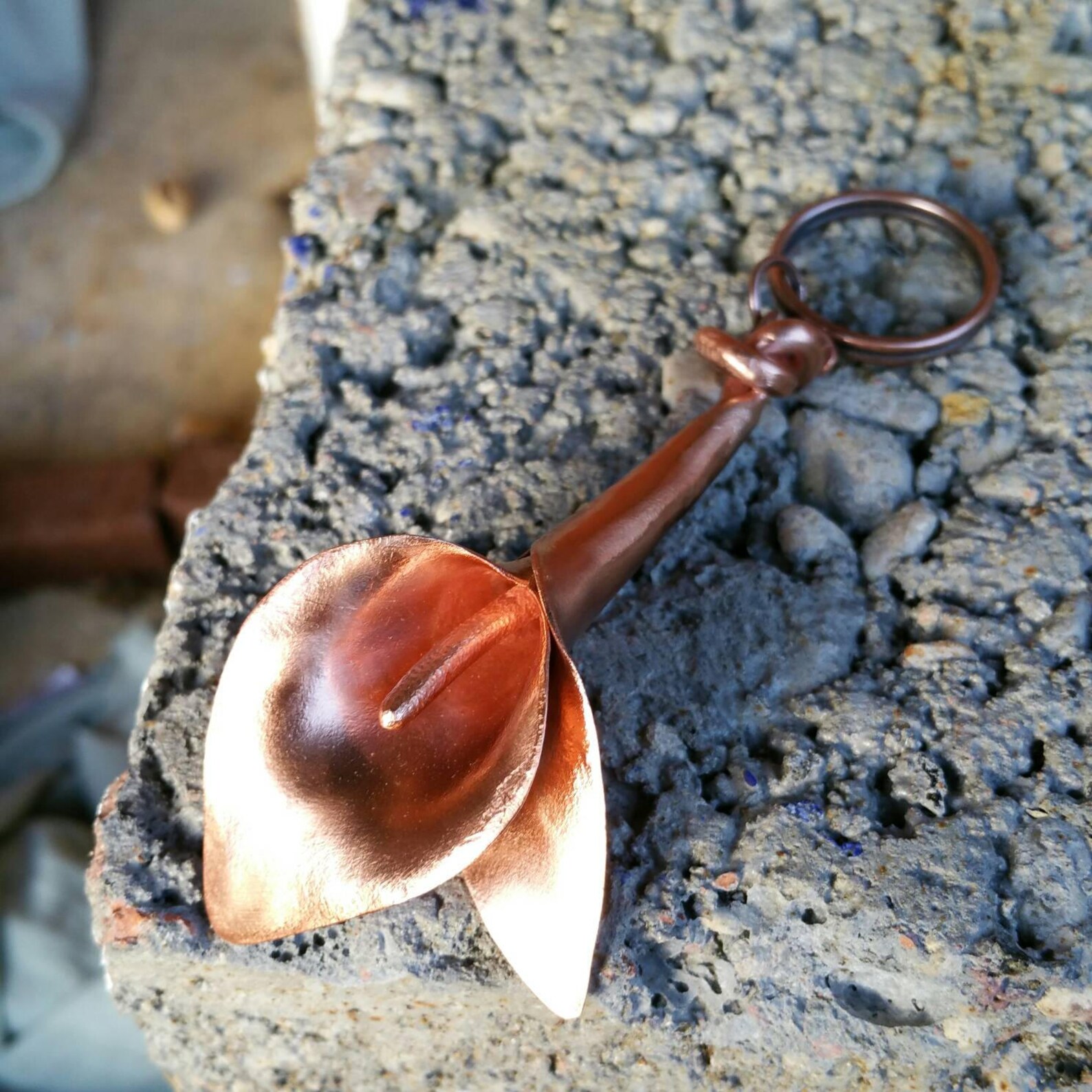 Calla Lily Keyring Copper Flower Keyring Key Chain Floral Etsy