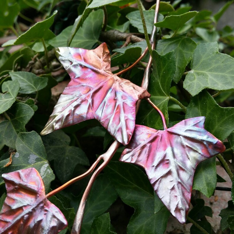 Aurora Borealis Metal Ivy Leaf Spray Copper Branch Ivy Etsy UK
